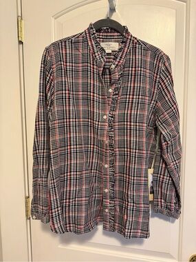 Trovata Women’s Plaid Button-Down Shirt in Black, White & Red
